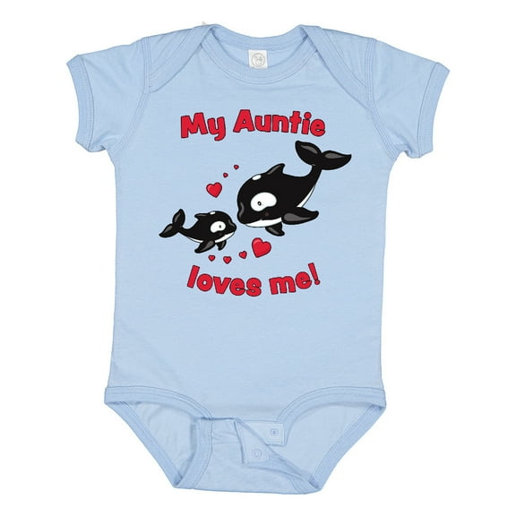 Inktastic My Auntie Loves Me Orca Family Boys or Girls Baby Bodysuit