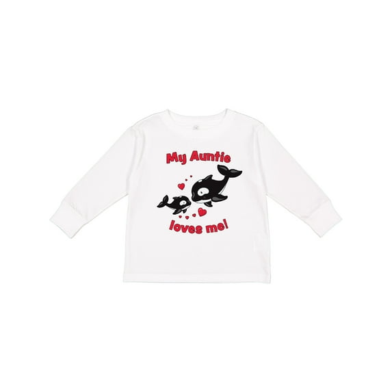 Inktastic My Auntie Loves Me Orca Family Boys or Girls Long Sleeve Toddler T-Shirt