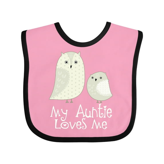 Inktastic My Auntie Loves Me Owl Boys or Girls Baby Bib