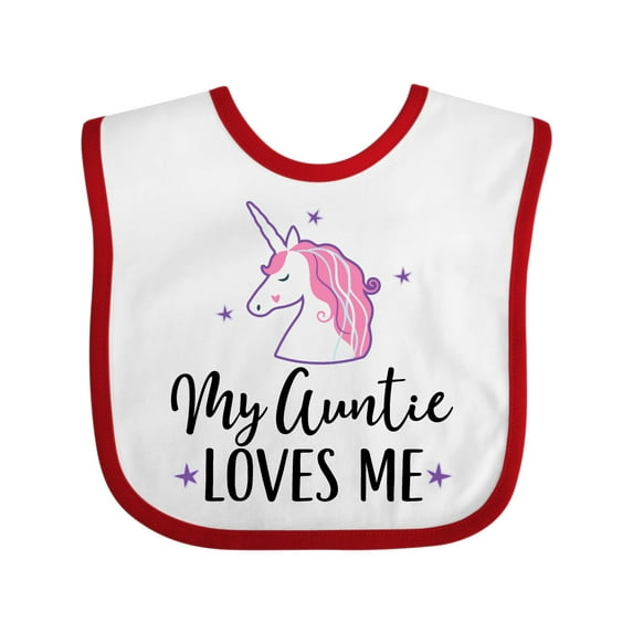 Inktastic My Auntie Loves Me Unicorn Girls Baby Bib