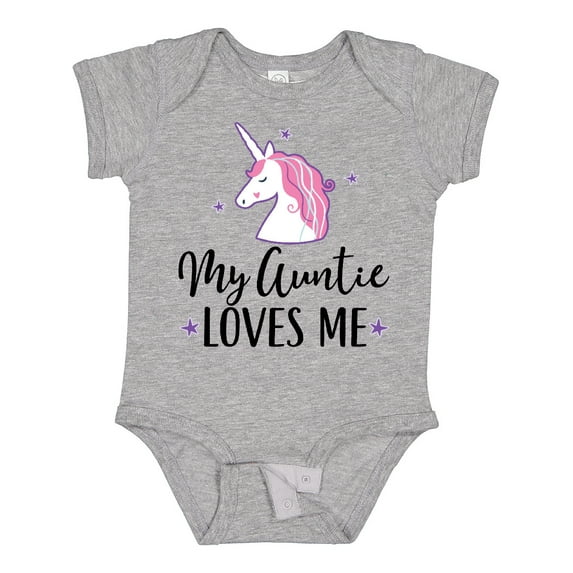 Inktastic My Auntie Loves Me Unicorn Girls Baby Bodysuit