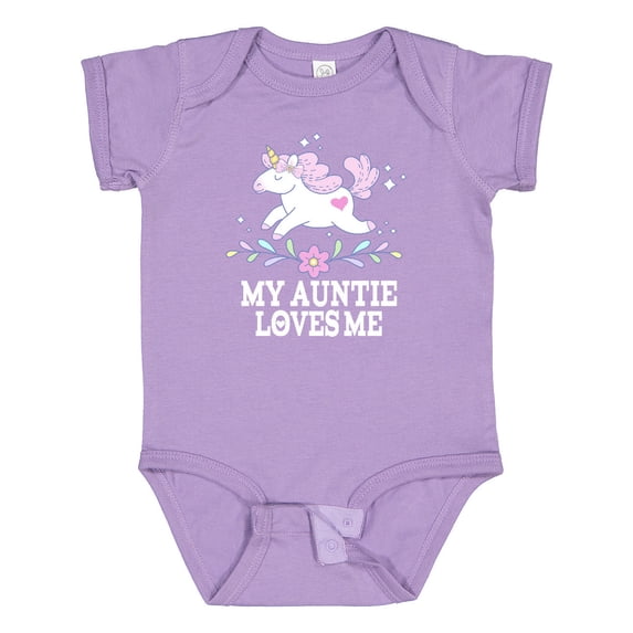 Inktastic My Auntie Loves Me Unicorn Girls Baby Bodysuit