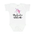 thumbnail image 1 of Inktastic My Auntie Loves Me Unicorn Girls Baby Bodysuit, 1 of 5