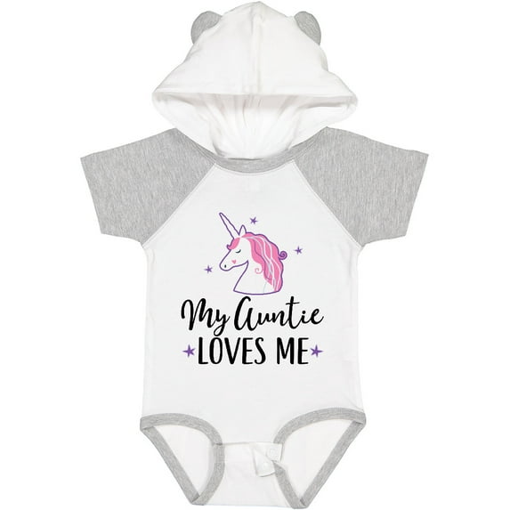 Inktastic My Auntie Loves Me Unicorn Girls Baby Bodysuit