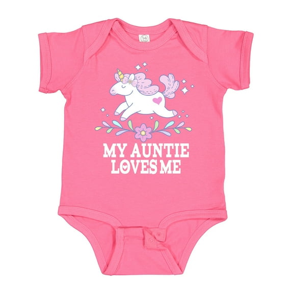 Inktastic My Auntie Loves Me Unicorn Girls Baby Bodysuit