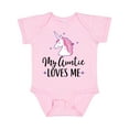 thumbnail image 1 of Inktastic My Auntie Loves Me Unicorn Girls Baby Bodysuit, 1 of 5