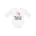 thumbnail image 1 of Inktastic My Auntie Loves Me Unicorn Girls Long Sleeve Baby Bodysuit, 1 of 5