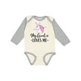 thumbnail image 1 of Inktastic My Auntie Loves Me Unicorn Girls Long Sleeve Baby Bodysuit, 1 of 5