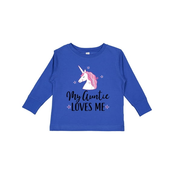Inktastic My Auntie Loves Me Unicorn Girls Long Sleeve Toddler T-Shirt