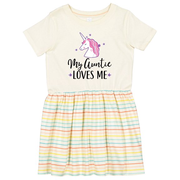 Inktastic My Auntie Loves Me Unicorn Girls Toddler Dress