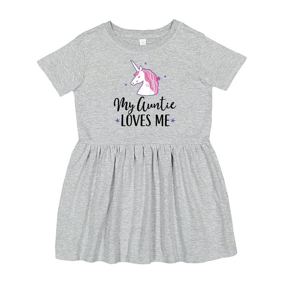 Inktastic My Auntie Loves Me Unicorn Girls Toddler Dress