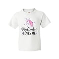 thumbnail image 1 of Inktastic My Auntie Loves Me Unicorn Youth T-Shirt, 1 of 5