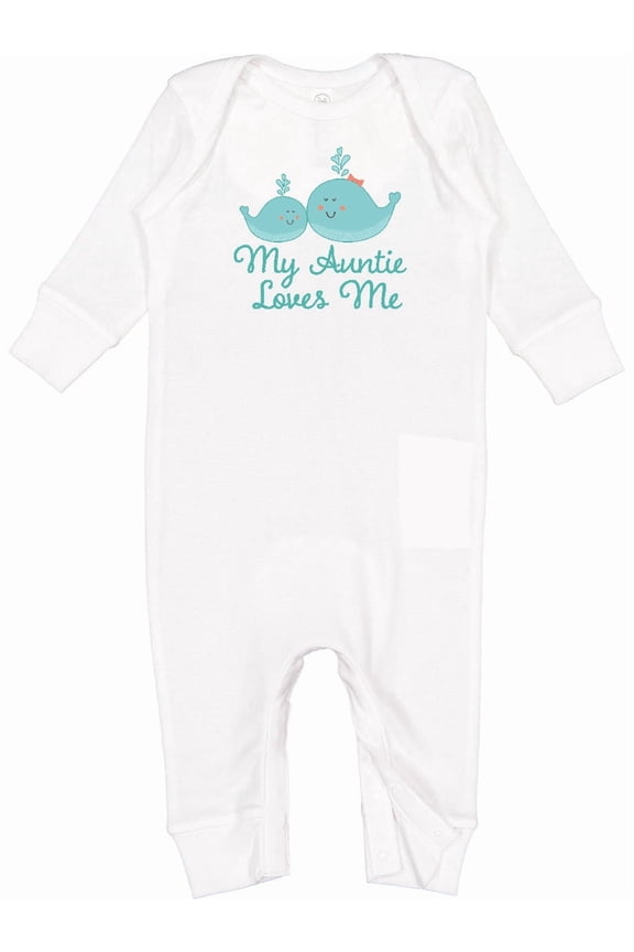 My Auntie Loves Me Whale Baby Romper Coveralls
