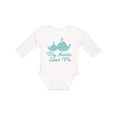thumbnail image 1 of Inktastic My Auntie Loves Me Whale Boys or Girls Long Sleeve Baby Bodysuit, 1 of 5
