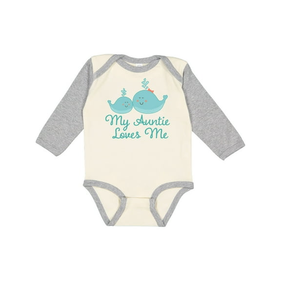 Inktastic My Auntie Loves Me Whale Boys or Girls Long Sleeve Baby Bodysuit