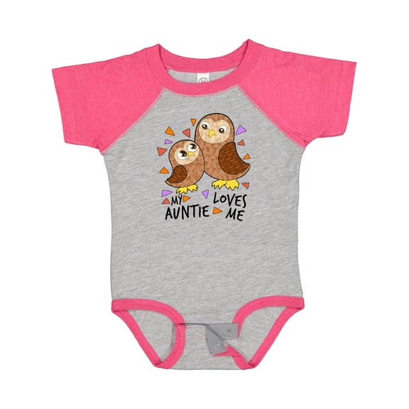 Inktastic My Auntie Loves Me- cute owl family Boys or Girls Baby Bodysuit