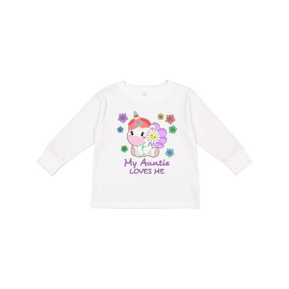 Inktastic My Auntie Loves Me- cute unicorn Boys or Girls Long Sleeve Toddler T-Shirt