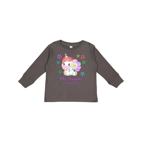 Inktastic My Auntie Loves Me- cute unicorn Boys or Girls Long Sleeve Toddler T-Shirt