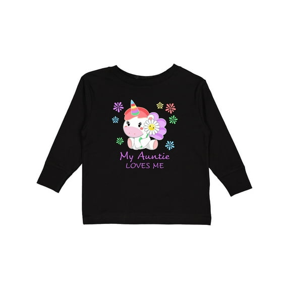 Inktastic My Auntie Loves Me- cute unicorn Boys or Girls Long Sleeve Toddler T-Shirt
