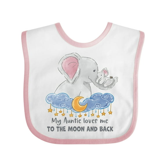 Inktastic My Auntie Loves Me to the Moon and Back Elephant Family Boys or Girls Baby Bib