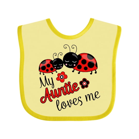 Inktastic My Auntie Loves Me with Cute Lady Bugs Boys or Girls Baby Bib