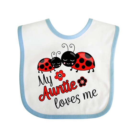 Inktastic My Auntie Loves Me with Cute Lady Bugs Boys or Girls Baby Bib