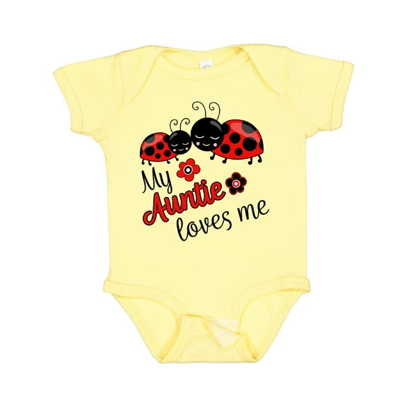 Inktastic My Auntie Loves Me with Cute Lady Bugs Boys or Girls Baby Bodysuit