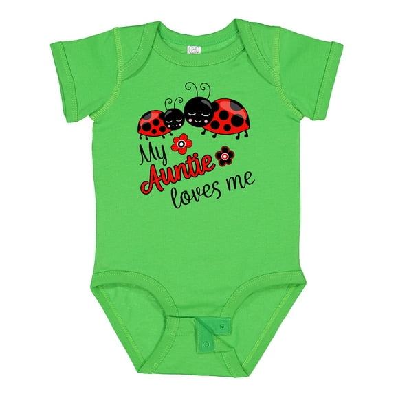 Inktastic My Auntie Loves Me with Cute Lady Bugs Boys or Girls Baby Bodysuit