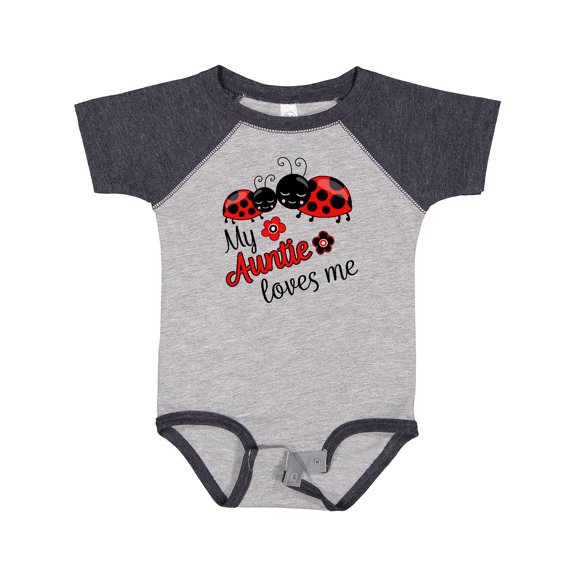 Inktastic My Auntie Loves Me with Cute Lady Bugs Boys or Girls Baby Bodysuit