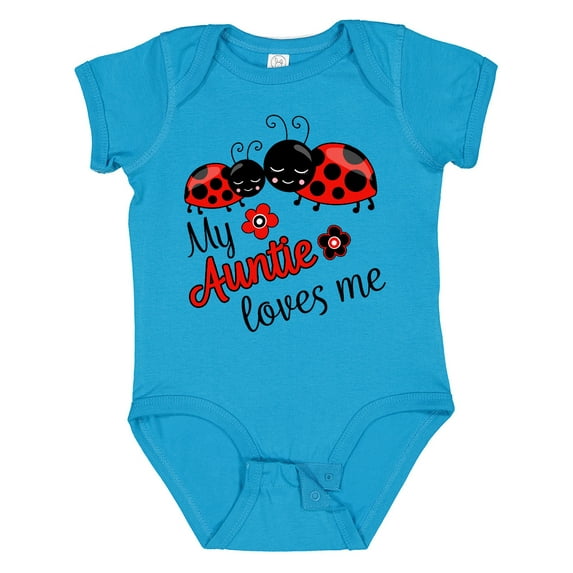 Inktastic My Auntie Loves Me with Cute Lady Bugs Boys or Girls Baby Bodysuit