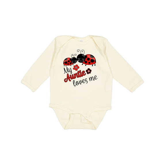 Inktastic My Auntie Loves Me with Cute Lady Bugs Boys or Girls Long Sleeve Baby Bodysuit