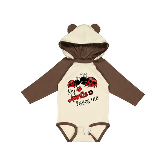 Inktastic My Auntie Loves Me with Cute Lady Bugs Boys or Girls Long Sleeve Baby Bodysuit