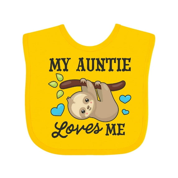 Inktastic My Auntie Loves Me with Sloth and Hearts Boys or Girls Baby Bib