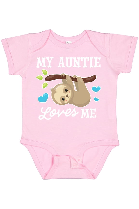My Auntie Loves Me with Sloth and Hearts Boys or Girls Baby Bodysuit