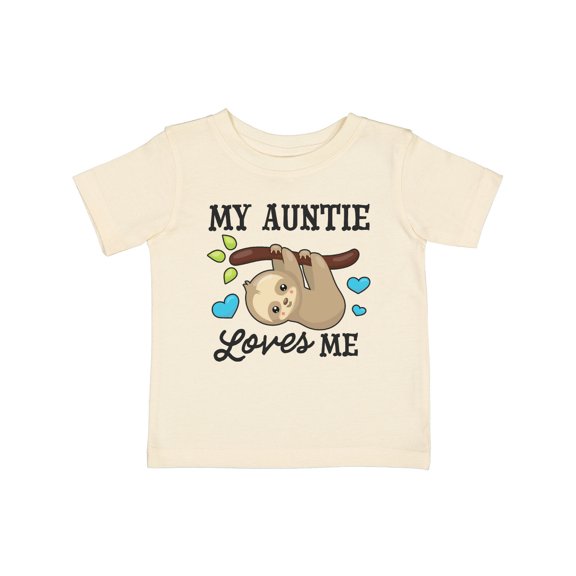 Inktastic My Auntie Loves Me with Sloth and Hearts Boys or Girls Baby T-Shirt