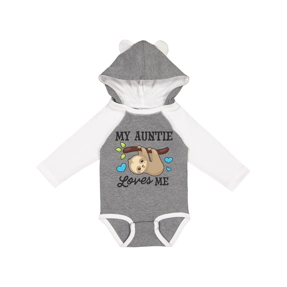Inktastic My Auntie Loves Me with Sloth and Hearts Boys or Girls Long Sleeve Baby Bodysuit