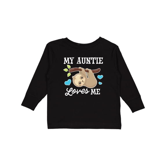 Inktastic My Auntie Loves Me with Sloth and Hearts Boys or Girls Long Sleeve Toddler T-Shirt