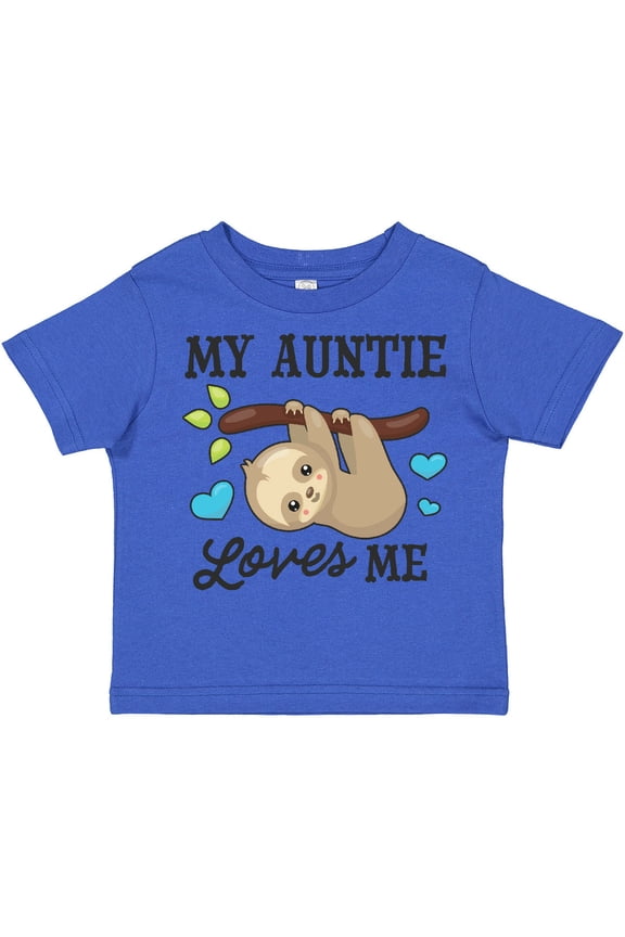My Auntie Loves Me with Sloth and Hearts Boys or Girls Toddler T-Shirt