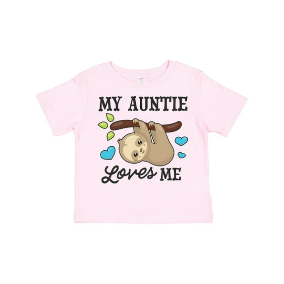 Inktastic My Auntie Loves Me with Sloth and Hearts Boys or Girls Toddler T-Shirt