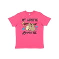 thumbnail image 1 of Inktastic My Auntie Loves Me with Sloth and Hearts Youth T-Shirt, 1 of 5