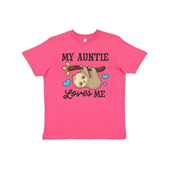 Inktastic My Auntie Loves Me with Sloth and Hearts Youth T-Shirt