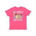 thumbnail image 1 of Inktastic My Auntie Loves Me with Sloth and Hearts Youth T-Shirt, 1 of 5