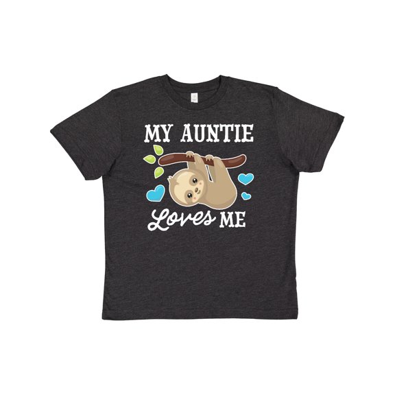 Inktastic My Auntie Loves Me with Sloth and Hearts Youth T-Shirt