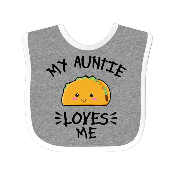 Inktastic My Auntie Loves Me with Taco Illustration Boys or Girls Baby Bib