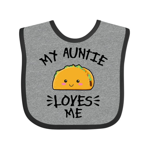 Inktastic My Auntie Loves Me with Taco Illustration Boys or Girls Baby Bib