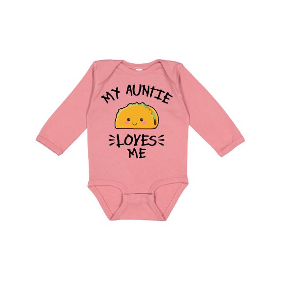Inktastic My Auntie Loves Me with Taco Illustration Boys or Girls Long Sleeve Baby Bodysuit