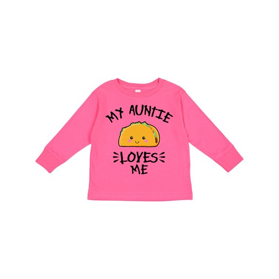 Inktastic My Auntie Loves Me with Taco Illustration Boys or Girls Long Sleeve Toddler T-Shirt