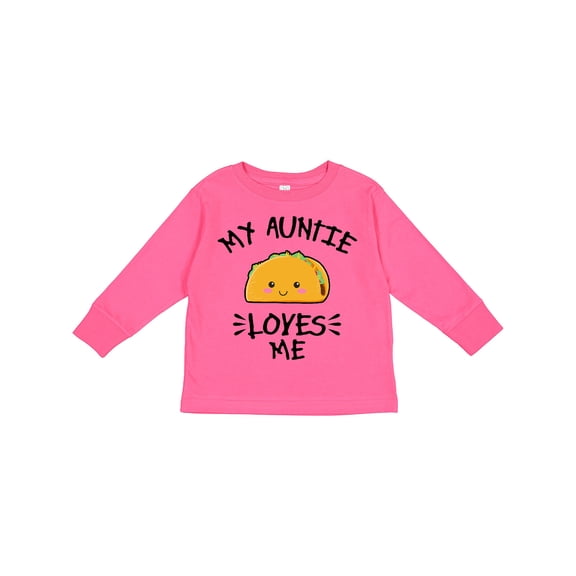 Inktastic My Auntie Loves Me with Taco Illustration Boys or Girls Long Sleeve Toddler T-Shirt