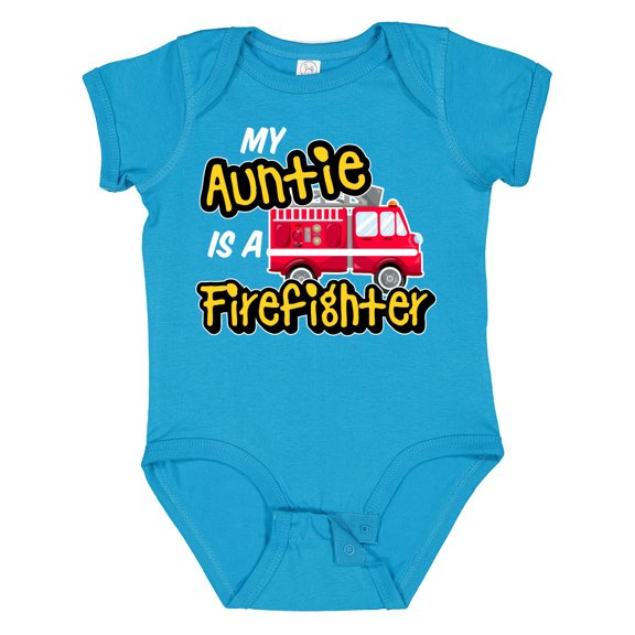 Inktastic My Auntie is a Firefighter with Fire Truck Boys or Girls Baby Bodysuit