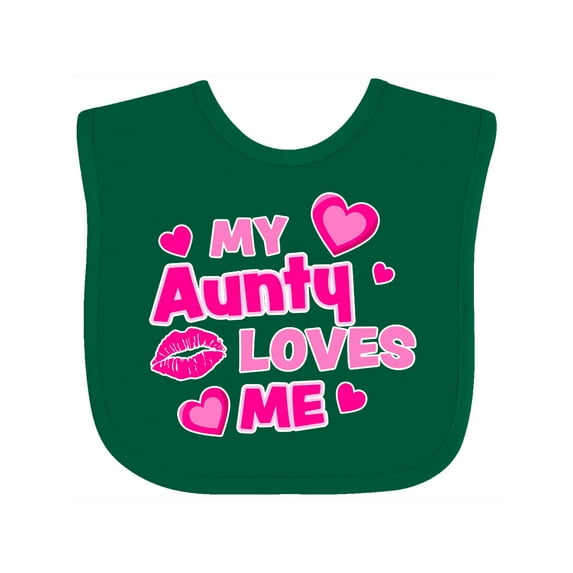 Inktastic My Aunty Loves Me with Hearts and Kiss Boys or Girls Baby Bib